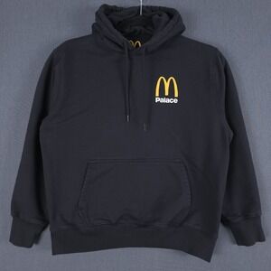 Palace x McDonalds Logo Hoodie Size Large Black Pullover Sweatshirt Skater‎